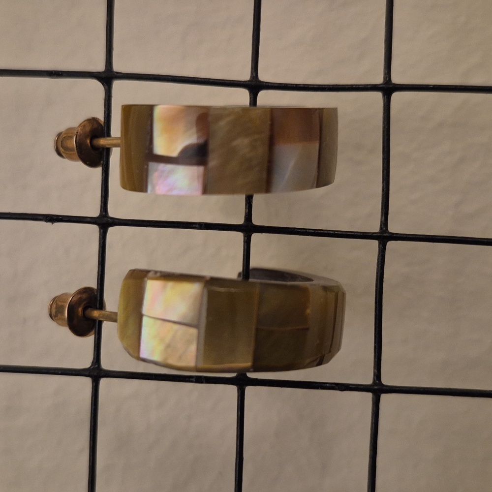 NWOT Mother of Pearl earrings from Costa Rica.